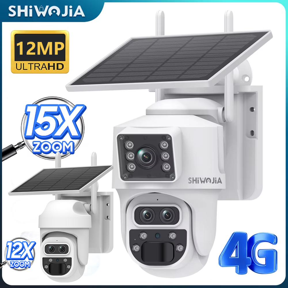 Garden Camera - SHIWOJIA 12MP 6K 15X ズームソーラーカメラ 4G