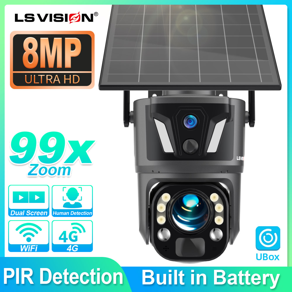 Garden Camera - LS VISION 4K 8MP屋外家庭用監視カメラ 99倍ズーム Wifi/4G