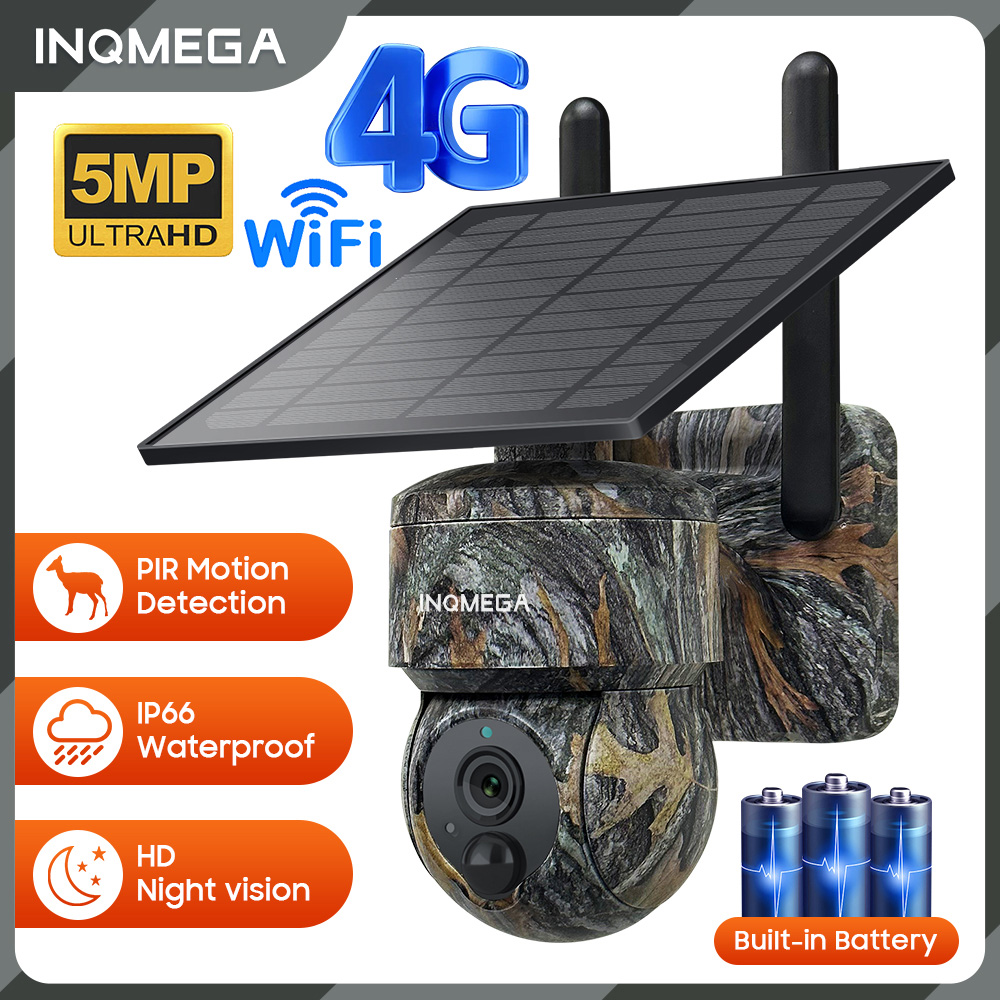 Garden Camera - Inqmega-ソーラーセキュリティカメラ,ワイヤレスセキュリティデバイス,屋外モニター,暗視,カラーカメラ,pir検出カメラ,4g,wifi,5mp