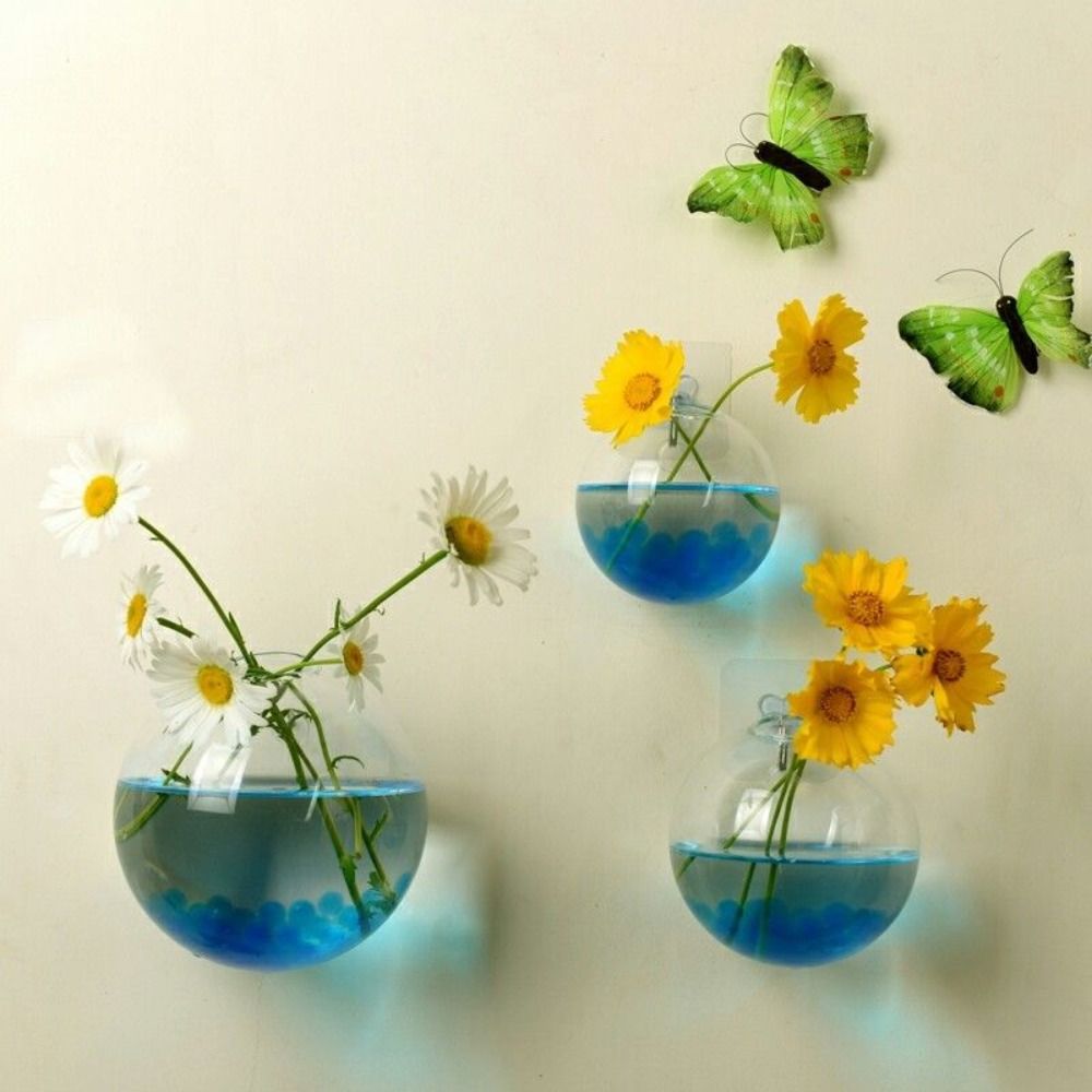 Hydroponic Grow Pod - 透明なガラスの花瓶、壁の吊り下げ、ハイドロポニックテラリウム、魚のタンク、鉢植え、植木鉢、直径8cm、10cm、12cm、13cm、15cm
