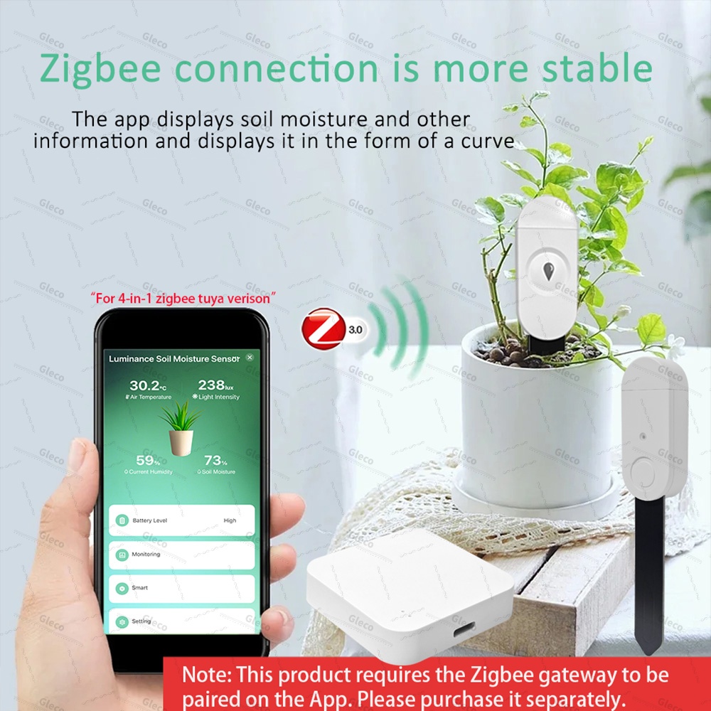 Zigbee 土壌水分センサーメーター温度湿度肥沃度光テスタ - Plant Monitor のレビューと価格