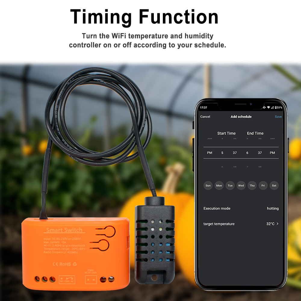 Tuya WiFi 温度湿度センサー外部プローブ付きスマート - Plant Monitor のレビューと価格