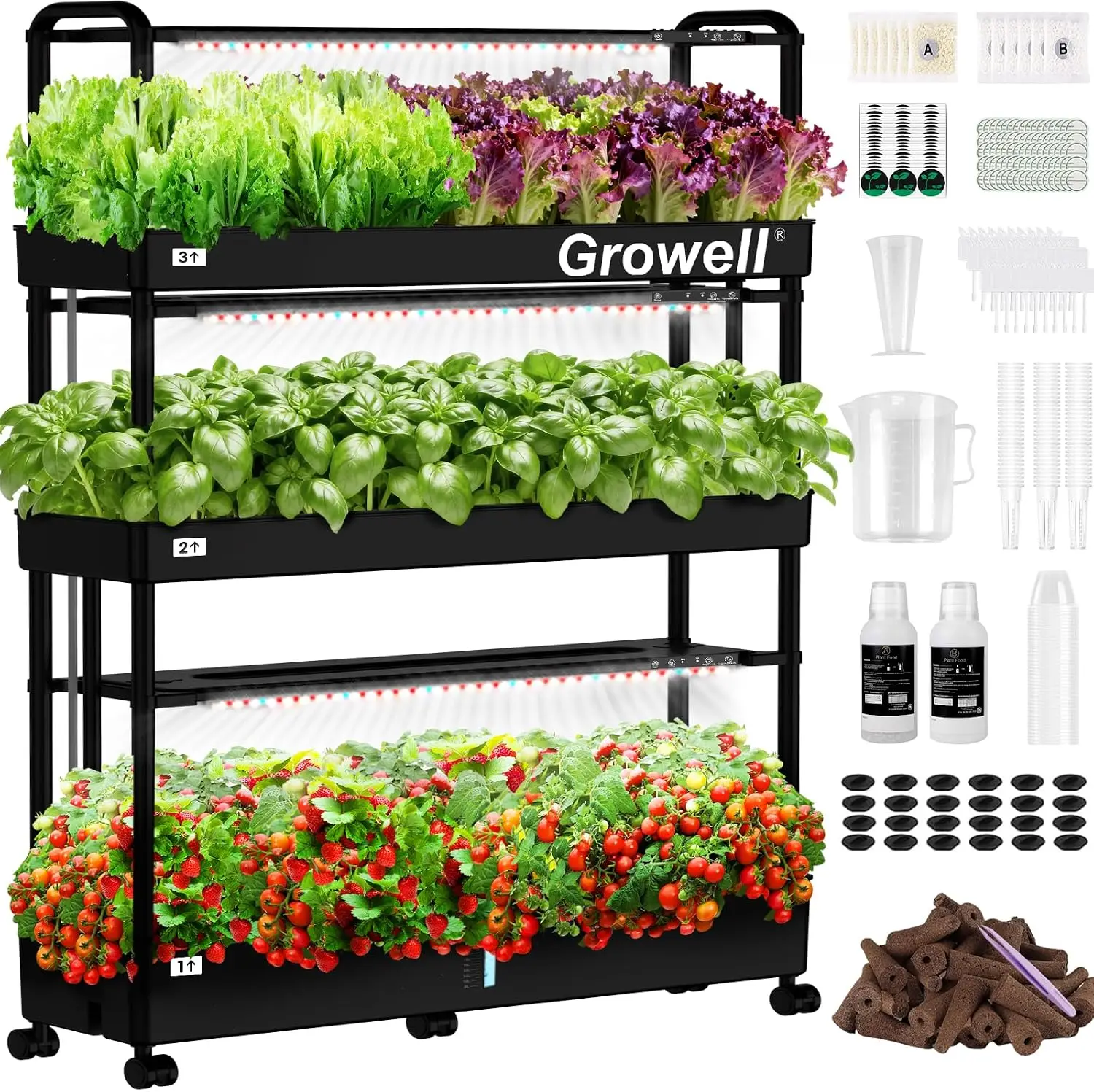 大型水耕栽培システムキット、90ポッドの垂直型室内ハーブガー - Indoor Garden Kit のレビューと価格
